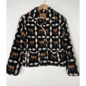 Vintage Barn Fly Printed Fleece Short Jacket Ranch Western Womens Size Medium